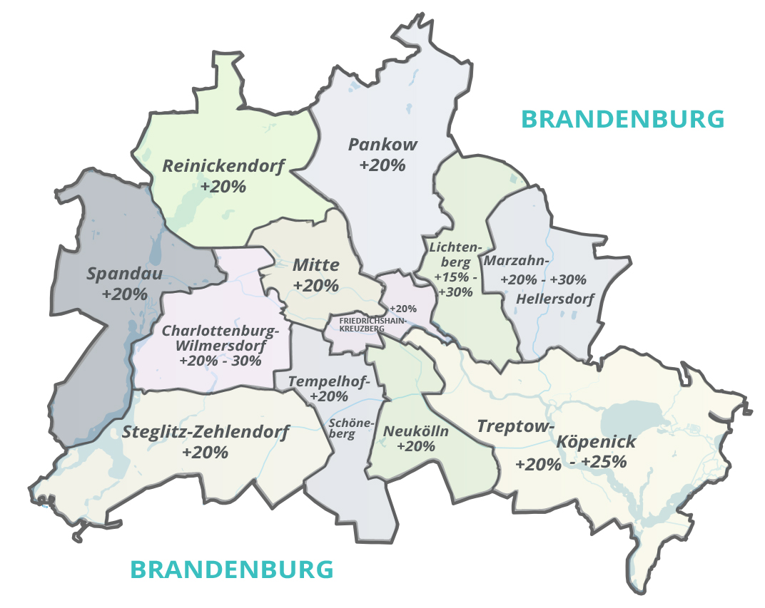 Berlin Bezirke mit Grundstückspreissteigerung